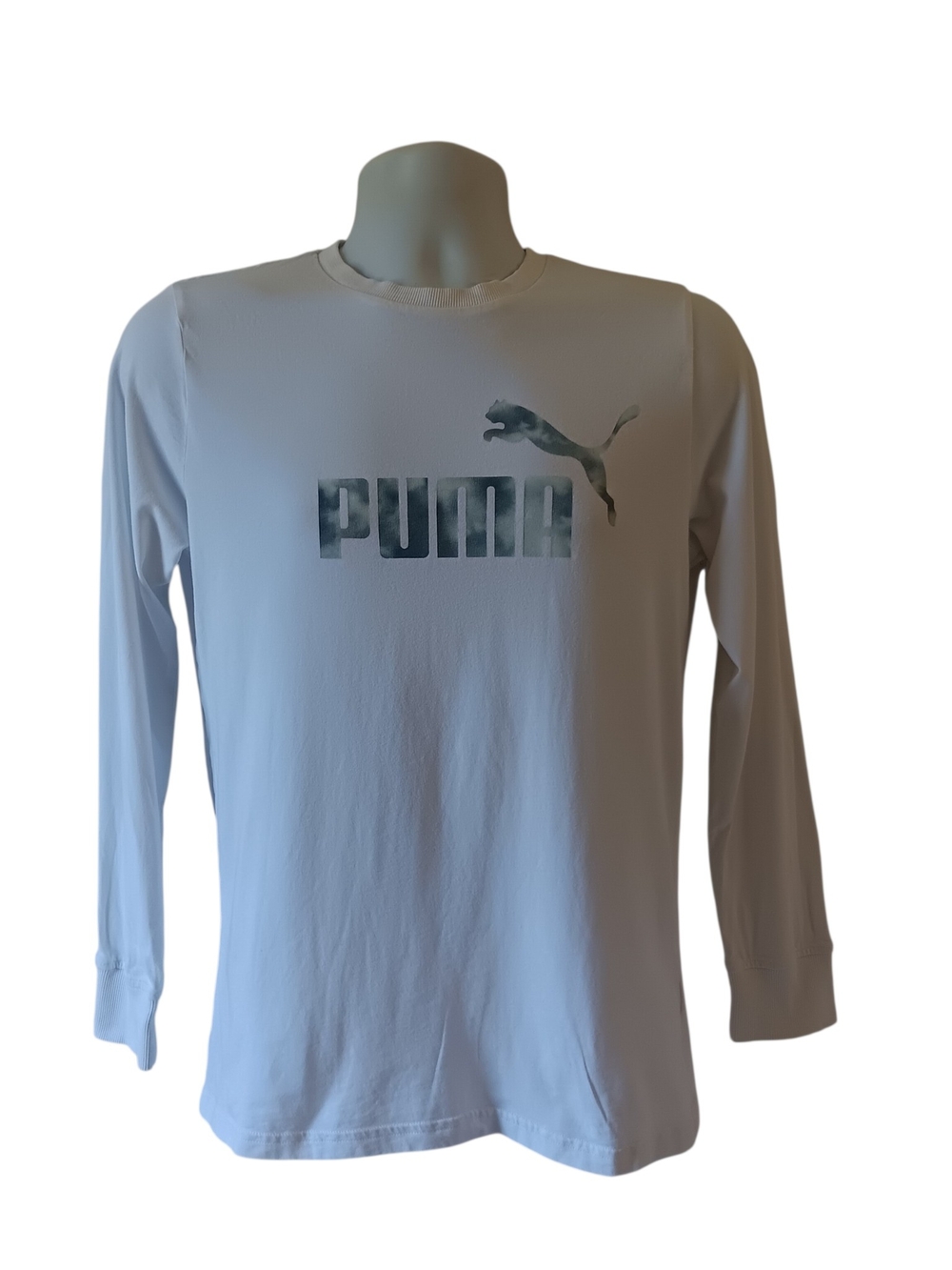 Puma men's white long-sleeve graphic t-shirt size S